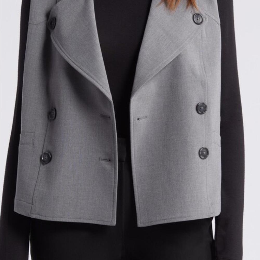 Halogen Black Women's Sleeveless Double-Breasted Trench Vest medium - Picture 15 of 16